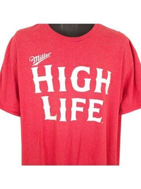 Miller High Life T Shirt Mens Size 2XL Red Champagne Of Beers Breweriana